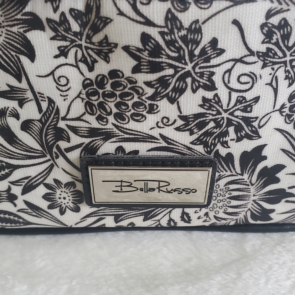Bella Russo Black White Floral Flower Cosmetic Bag Case NWOT - Picture 6 of 12